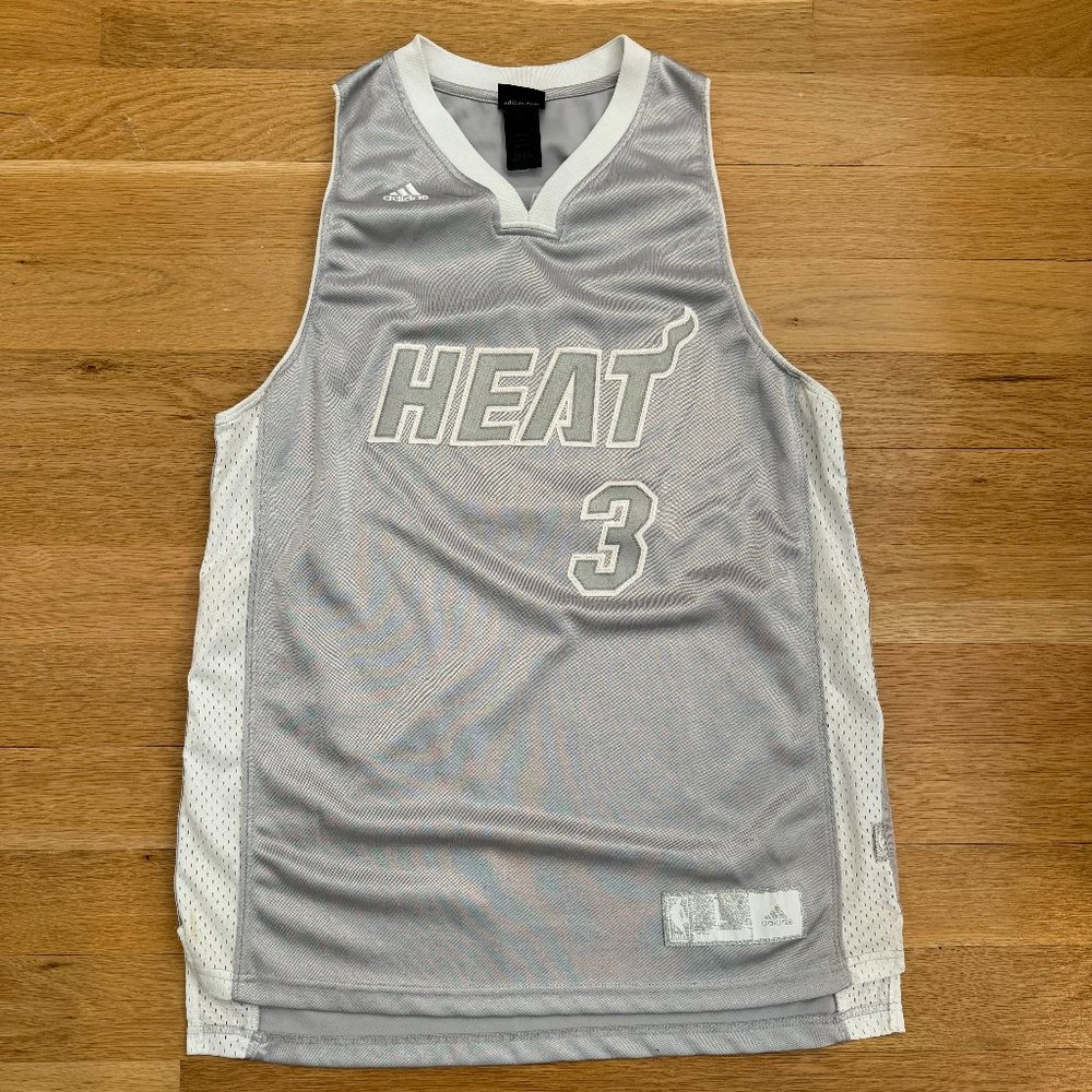 Dwayne Wade - RARE Adidas Silver/White Heat Jersey - Large